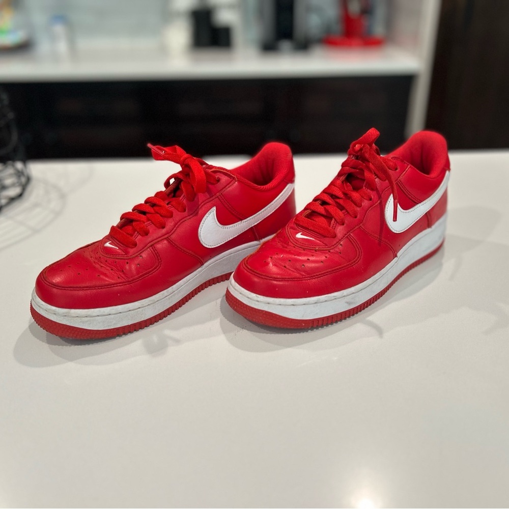Nike Air Force 1 Retro Red and White Athletic Shoes